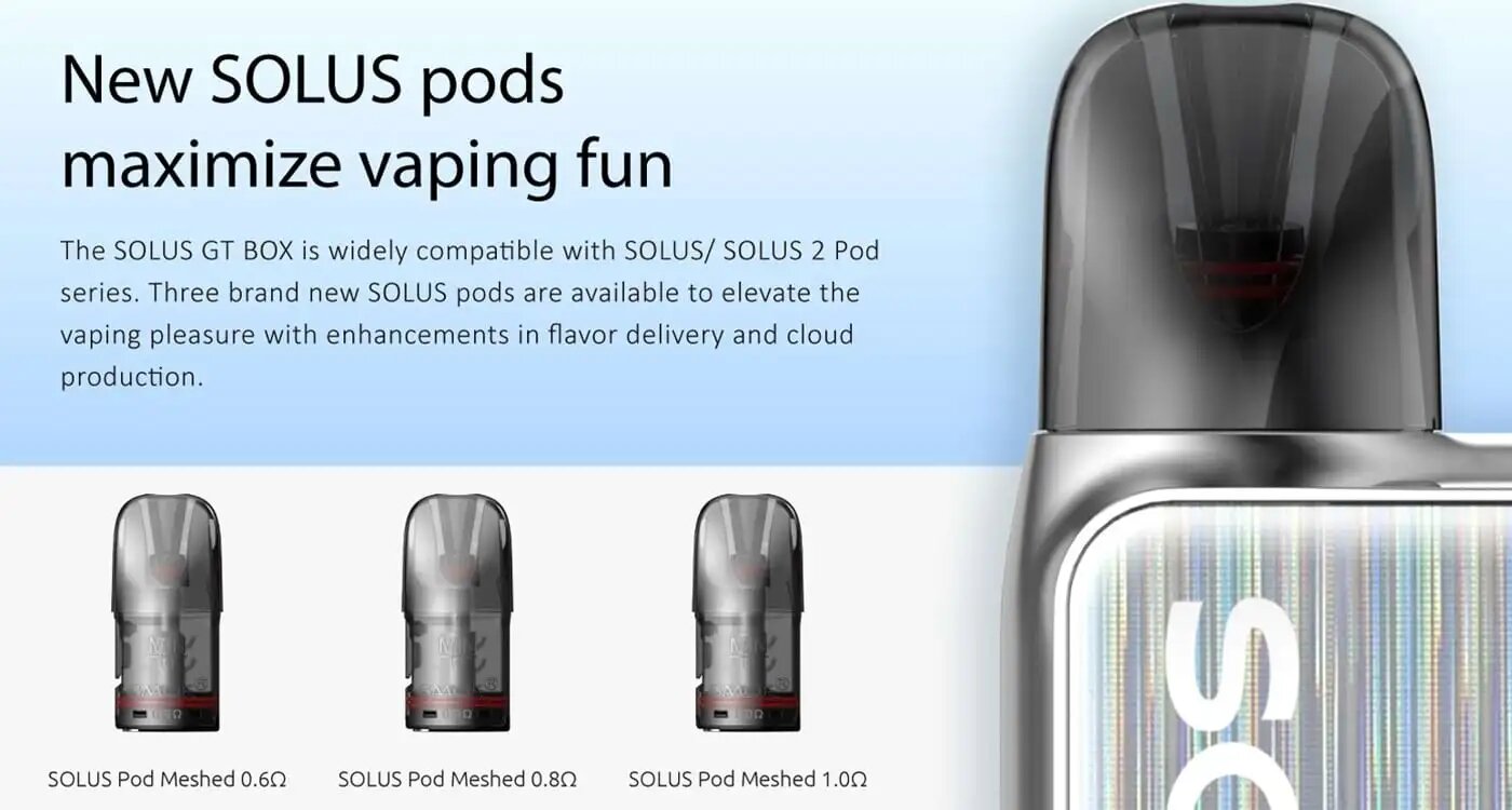 SMOK Solus GT Box Pod Vape Kit — новые картриджи Solus Pod для максимального удовольствия от парения